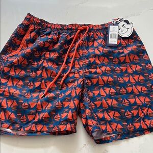 Mr.Swim Red and Blue Sailboat Swim Trunks